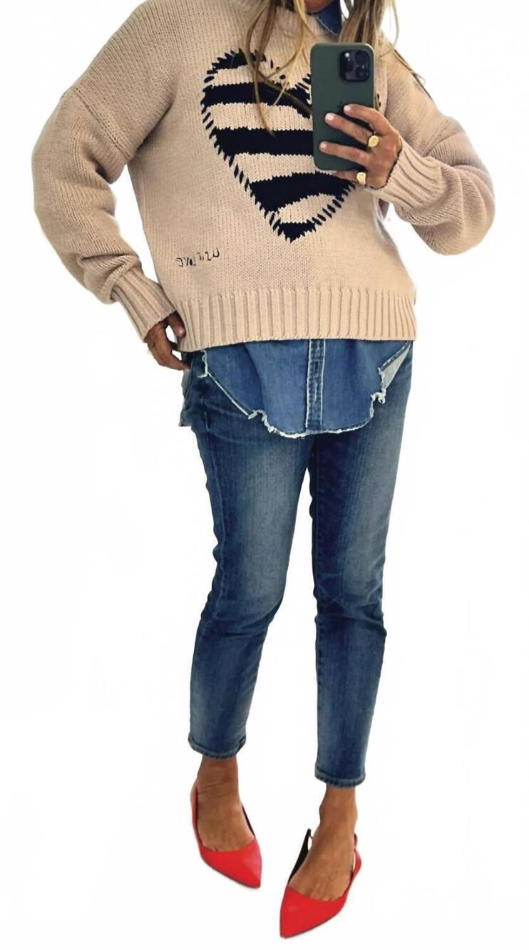 NEW KERRI ROSENTHAL boyfriend us of love sweater in beige